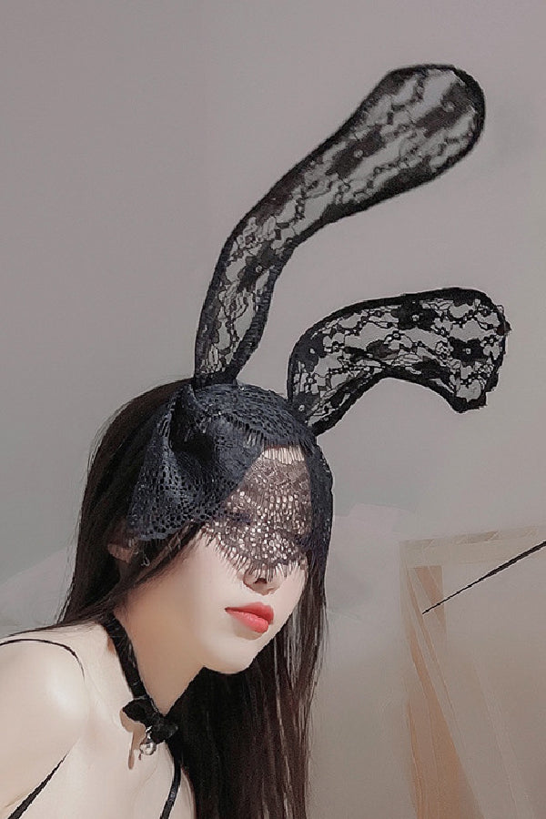 女性用セクシー ヘアアクセサリー レースベール付きうさ耳カチューシャ s3_p3