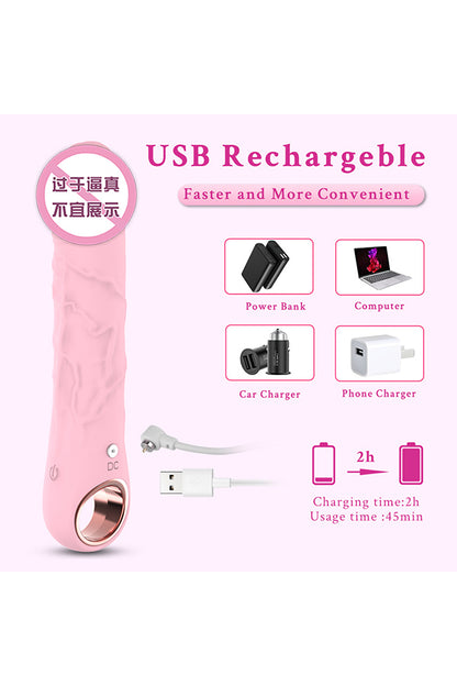 女性用 アダルトグッズ セルフプレジャー 10段階振動 リアルテクスチャー バイブレーター Gスポット 電動 USB充電式 sTY3_ GM-YJ036