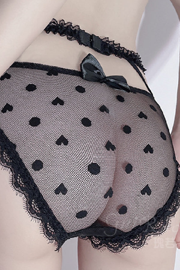 セクシーランジェリー 下着 女性用 ハート柄フリルショーツ　s3_1155