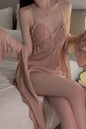 セクシーランジェリー 下着 女性用 サテンキャミソールナイトドレス＆ガウンルームウェア  s3_1170