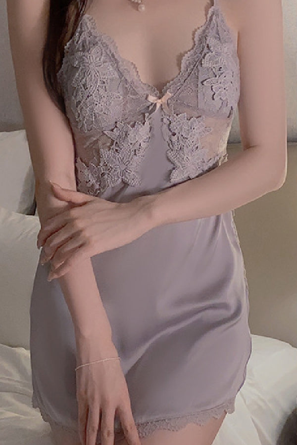 セクシーランジェリー 下着 女性用 サテンキャミソールナイトドレス＆ガウンルームウェア  s3_1170