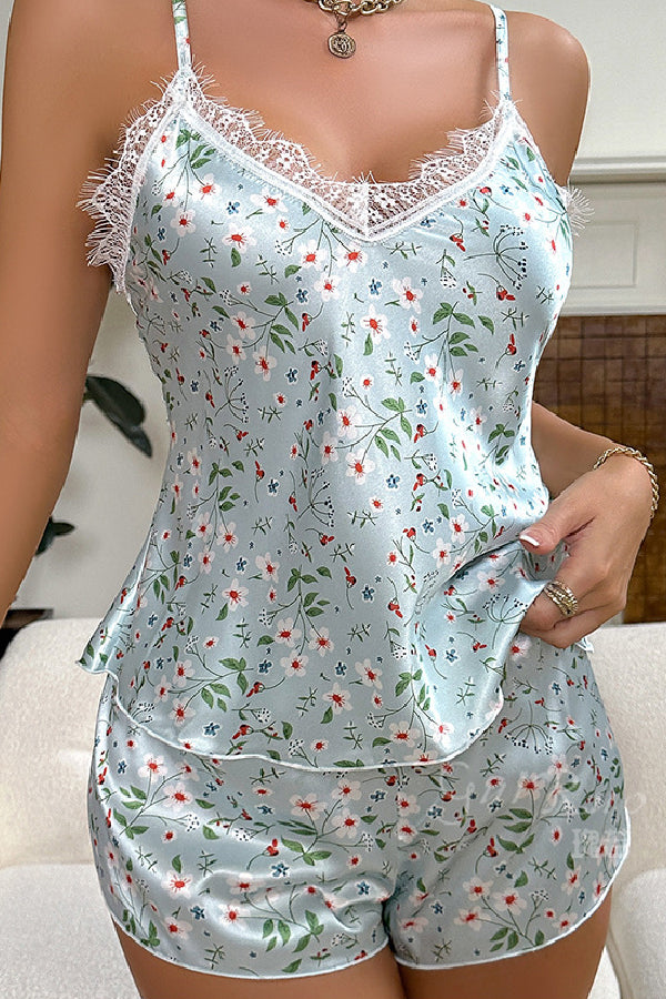 セクシーランジェリー 下着 女性用 アイスシルク素材 レディースキャミソール＆ショートパンツ s3_F4467