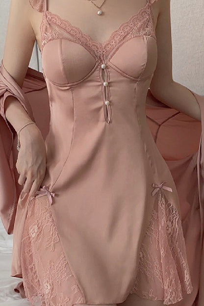セクシーランジェリー 下着 女性用 パッド付きサテンルームウェア s3_J3179