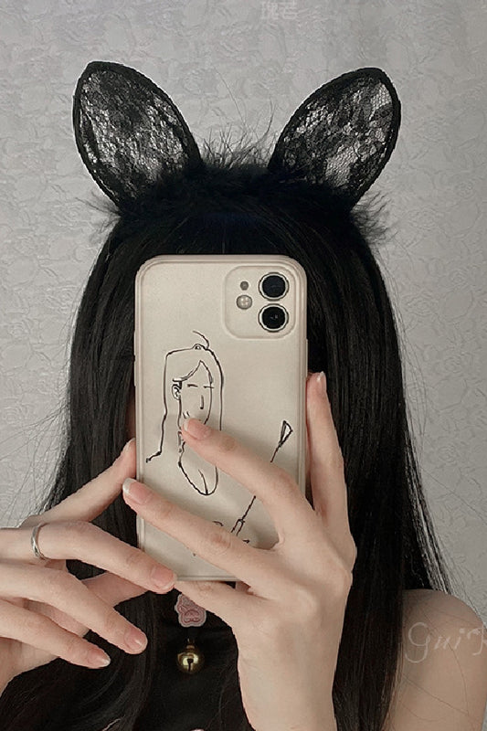 女性用セクシー ヘアアクセサリー レース＆ファー付きカチューシャ s3_p1