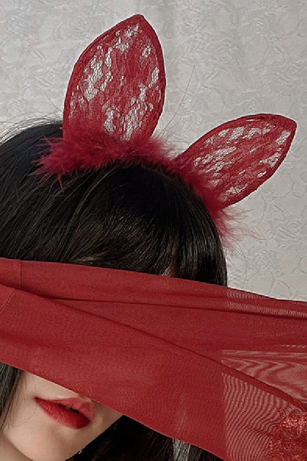 女性用セクシー ヘアアクセサリー レース＆ファー付きカチューシャ s3_p1