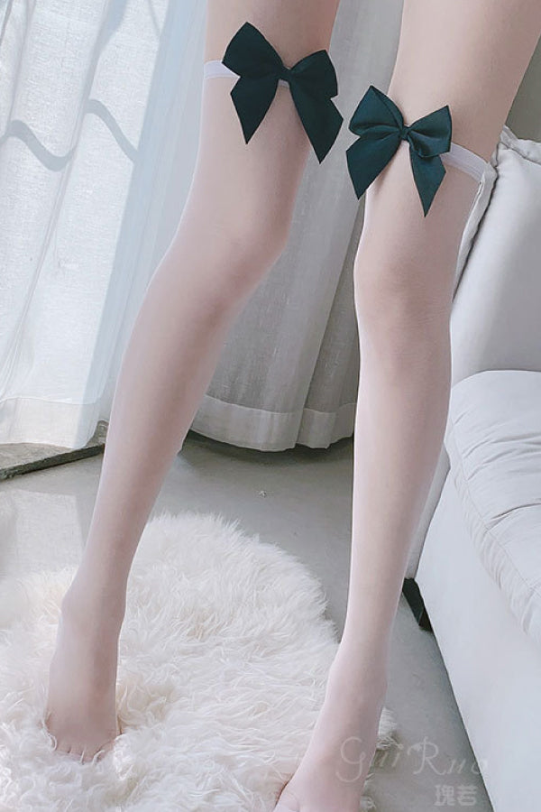 リボン付きニーハイストッキング セクシー＆キュート 女性用 s3_w12