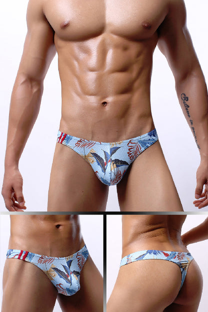 セクシーランジェリー 下着 男性用 メンズ プリント柄メッシュTバックショーツ s4_E084