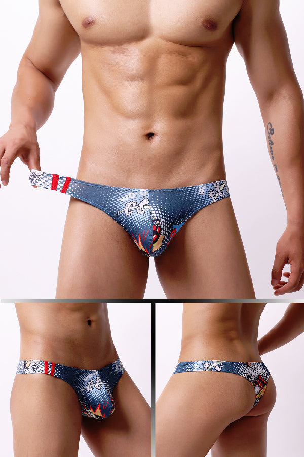 セクシーランジェリー 下着 男性用 メンズ プリント柄ローライズ Tバック s4_E107