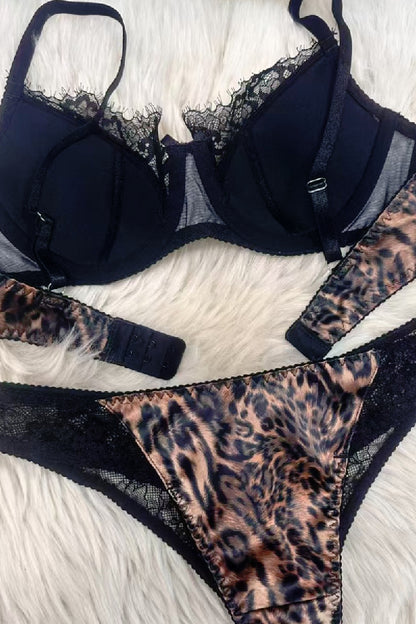 セクシーランジェリー 下着 女性用 ヒョウ柄 ランジェリーセット sUW3_5566