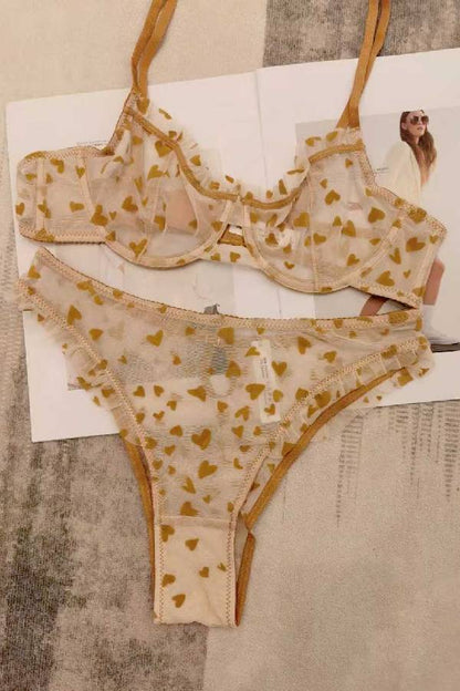 セクシーランジェリー 下着 女性用 ハート柄 ランジェリーセット sUW3_9629