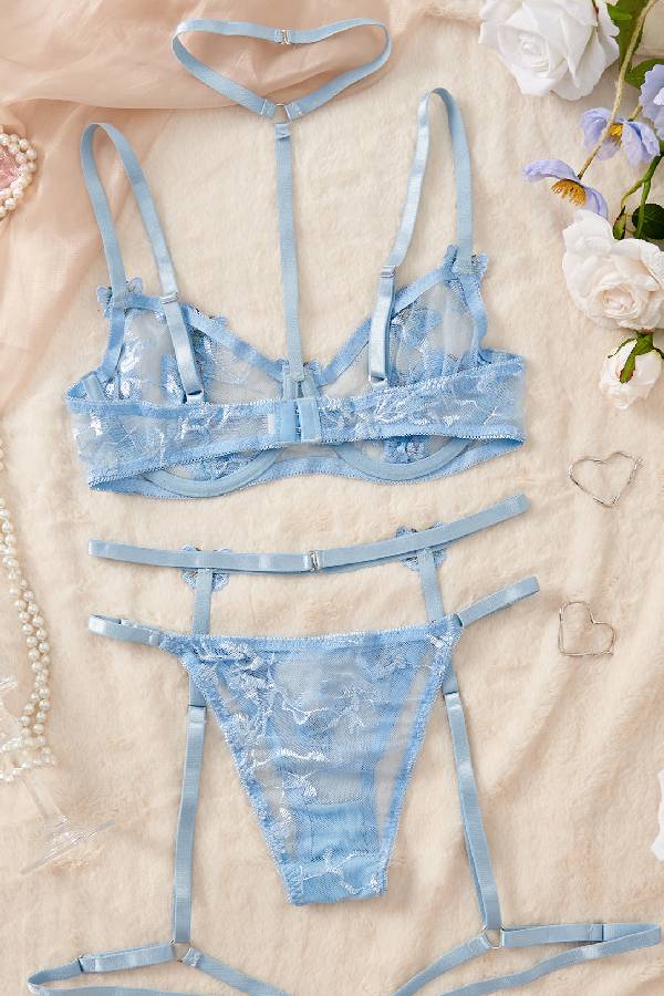 セクシーランジェリー 下着 女性用 ガーターストラップ  レース  ランジェリーセット sUW3_H818