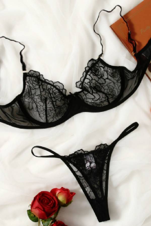 セクシーランジェリー 下着 女性用 シースルー 花柄  ランジェリーセット sUW4_GH19011