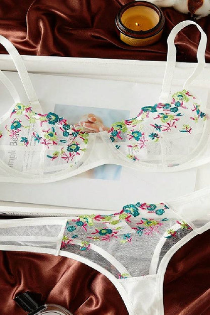 セクシーランジェリー 下着 女性用 レース  小花刺繍 ランジェリーセット sUW4_GH21116