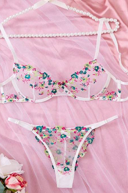 セクシーランジェリー 下着 女性用 レース  小花 ランジェリーセット sUW4_GH21239