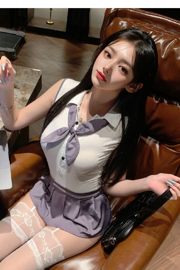 女性用セクシーランジェリー リボンタイ付き学生風プリーツスカートコスチューム sUW7_ZQ3216