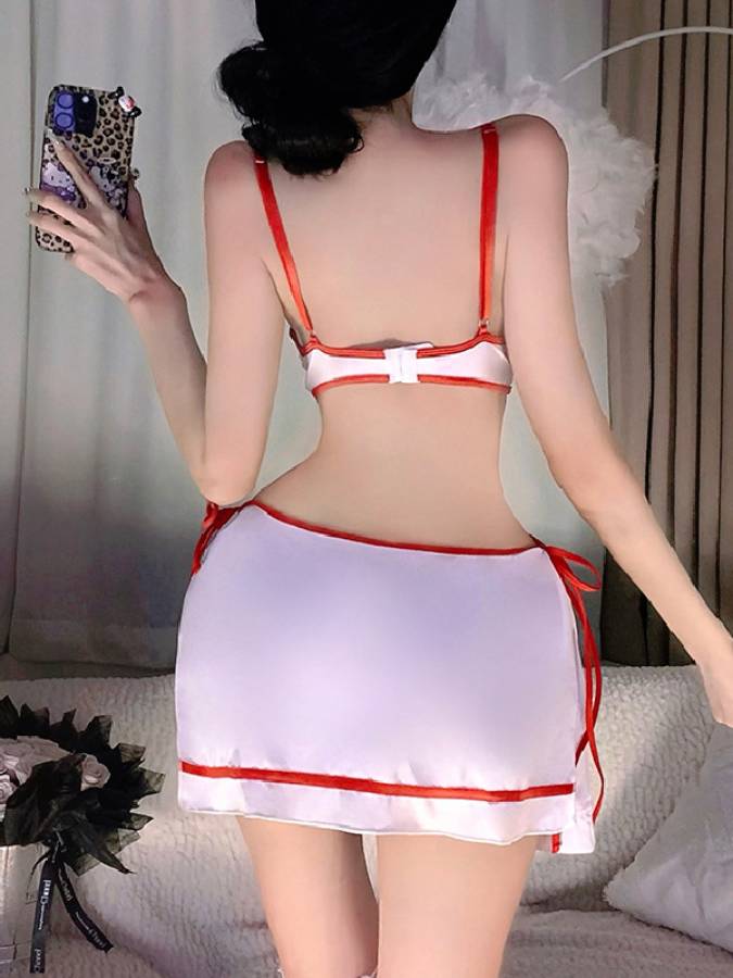 女性用セクシーランジェリー サイドカット ナース風ミニワンピースコスチューム sUW7_ZQ6463