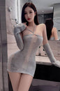 女性用セクシーランジェリー シアーニット ホルターネック コスチューム sUW7_ZQ6551