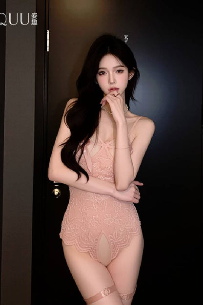 女性用セクシーランジェリー リボン レース素材 ボディースーツ sUW7_ZQ6561
