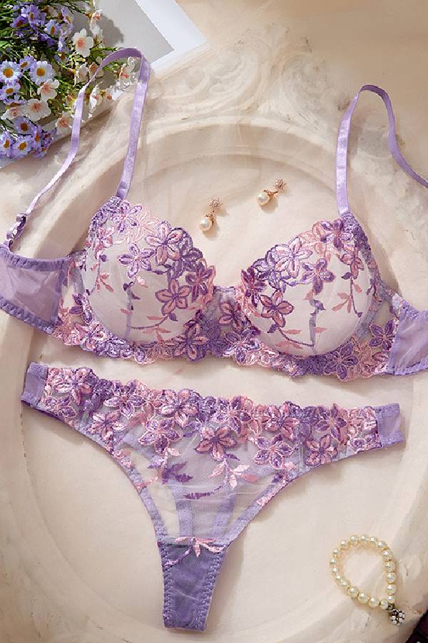 セクシーランジェリー 下着 女性用 花柄刺繍 ランジェリーセット sUW4_GH24034