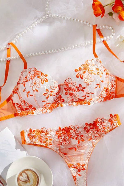 セクシーランジェリー 下着 女性用 花柄刺繍 ランジェリーセット sUW4_GH24034