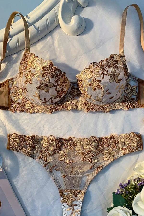 セクシーランジェリー 下着 女性用 花柄刺繍 ランジェリーセット sUW4_GH24034