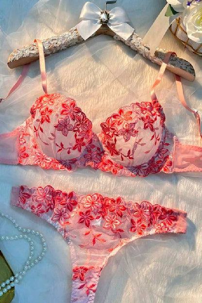 セクシーランジェリー 下着 女性用 花柄刺繍 ランジェリーセット sUW4_GH24034