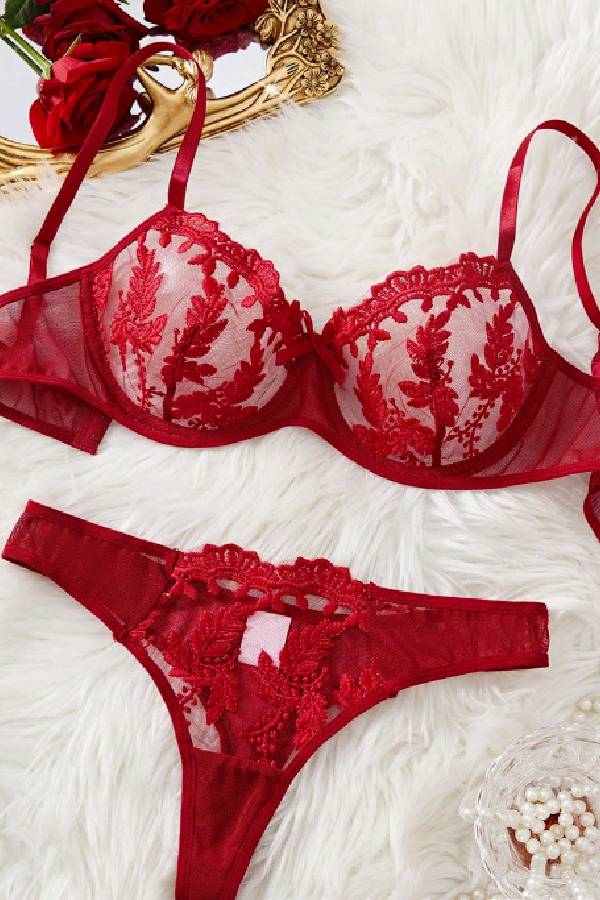 セクシーランジェリー 下着 女性用  刺繍  花柄  ランジェリーセット sUW4_GH24128