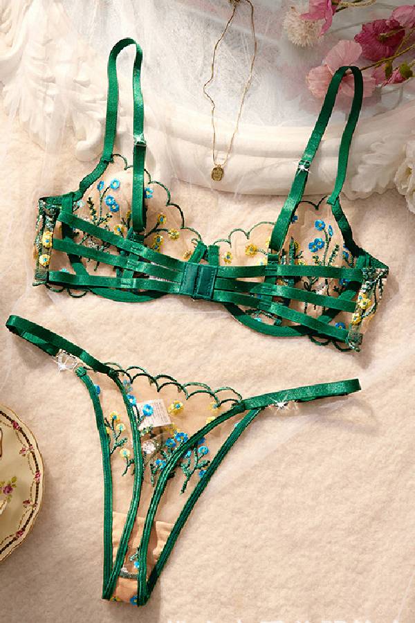 セクシーランジェリー 下着 女性用  レース  花柄刺繍 ランジェリーセット sUW4_Z25212